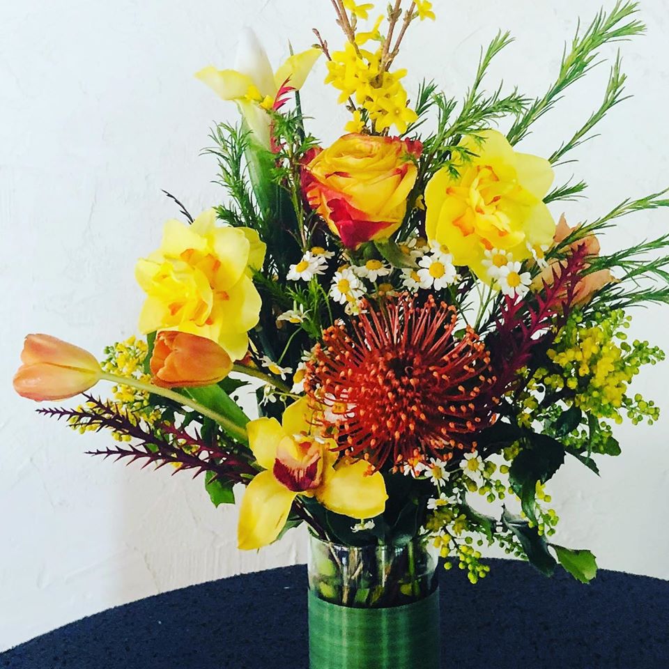 Bright Yellow and Orange Floral Arrangement